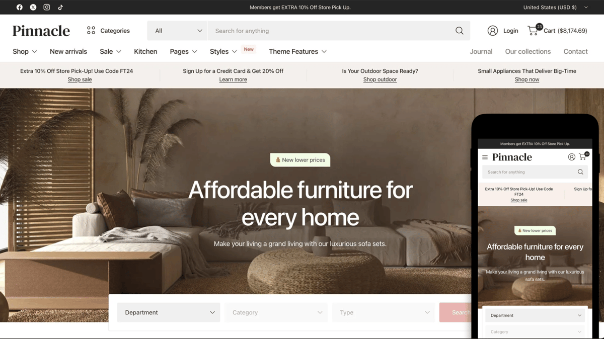Pinnacle Shopify B2B Theme