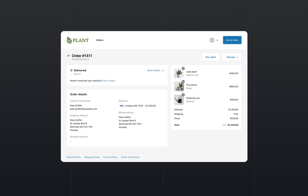 Shopify New Customer Account