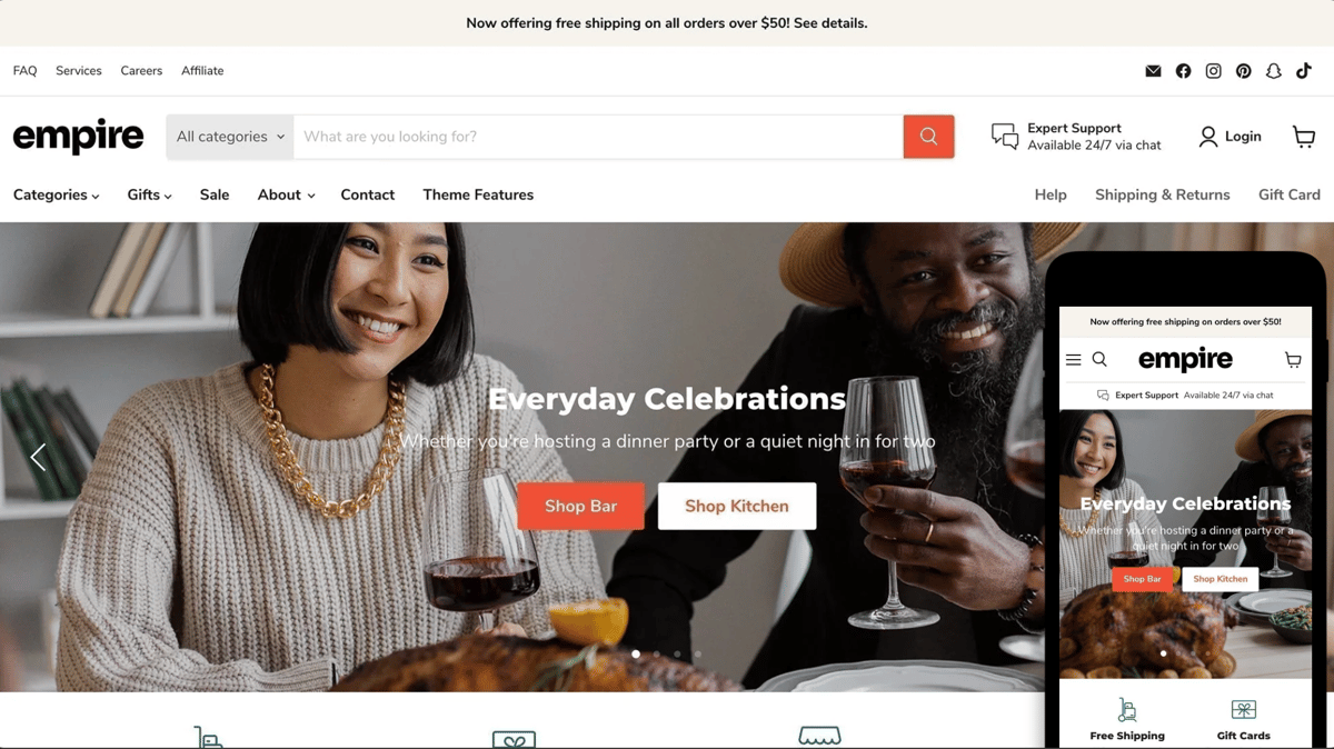 Empire Shopify B2B Theme