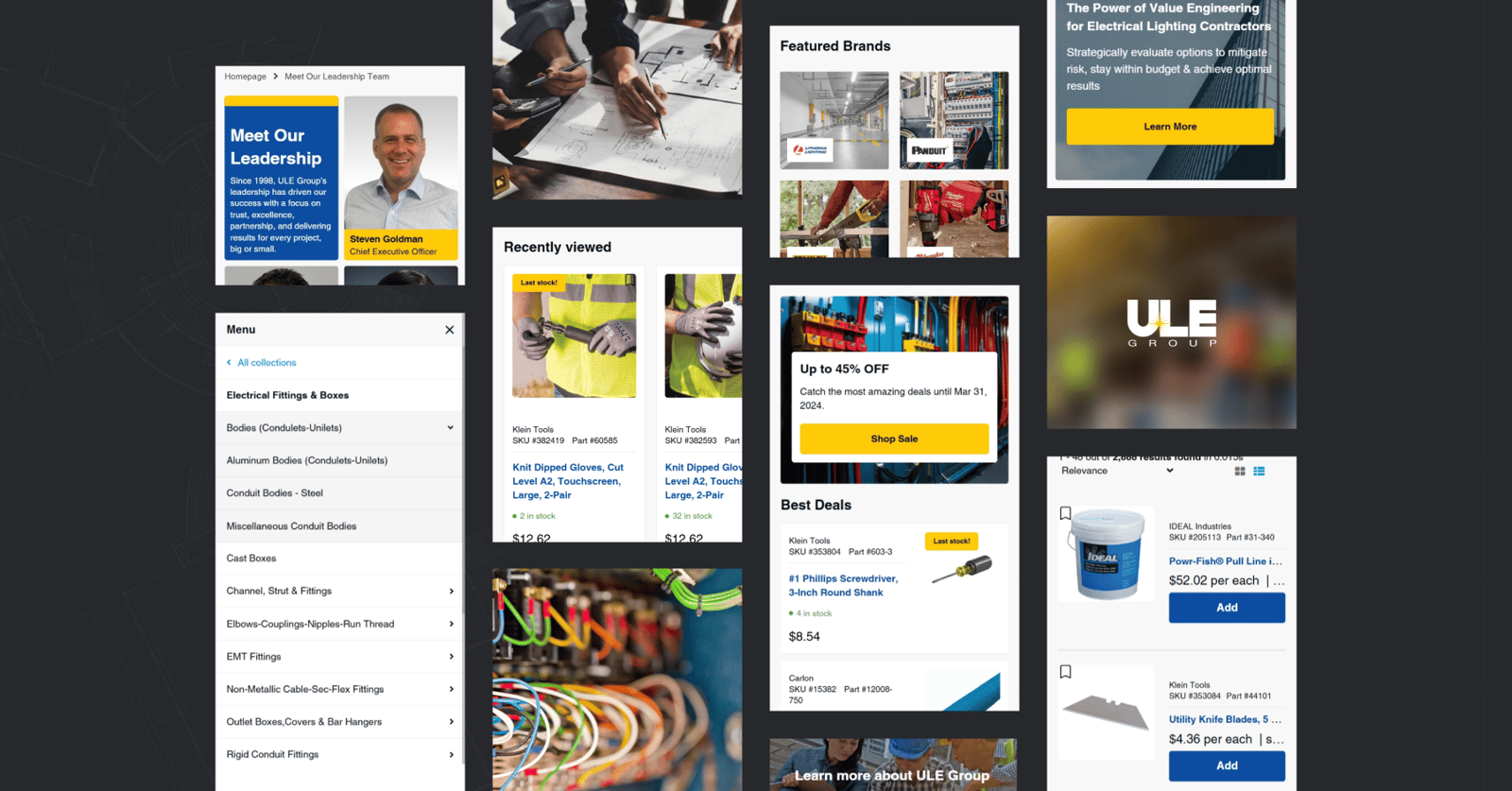 ULE Group industrial equipment catalog with advanced search and filtering