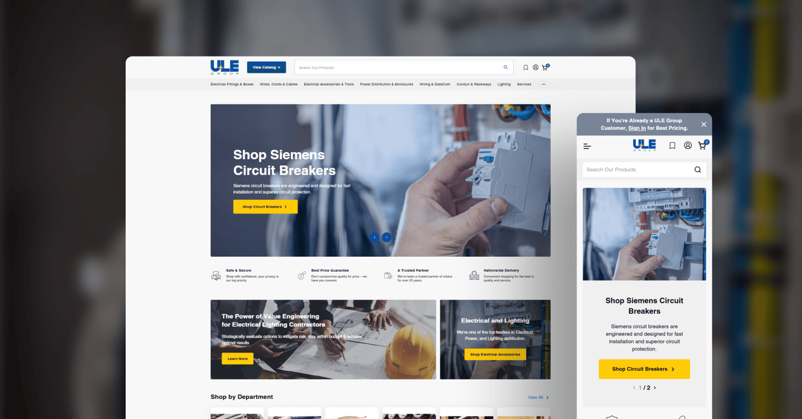 ULE Group redesigned Shopify B2B homepage design
