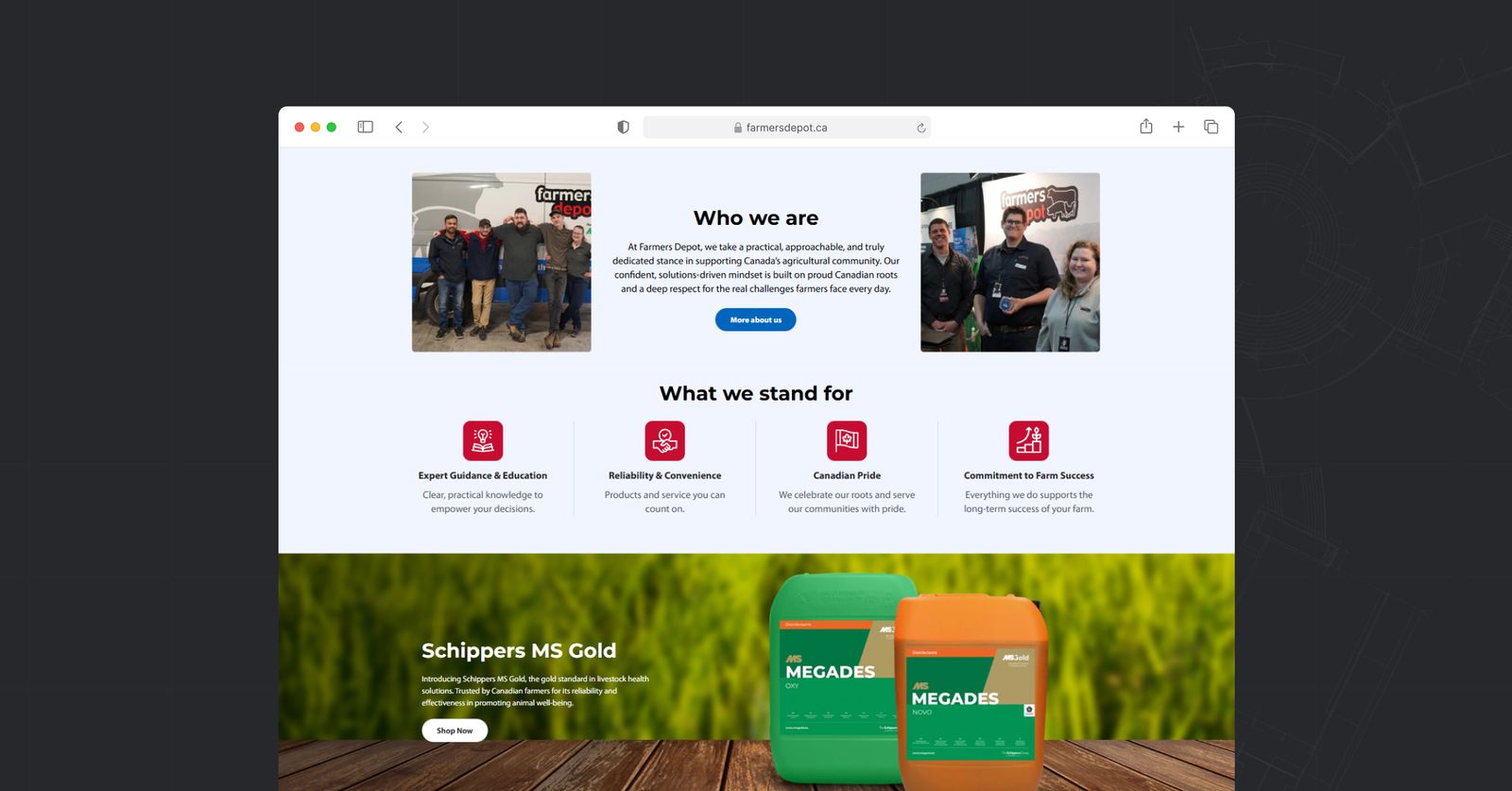 Farmers Depot category browsing experience