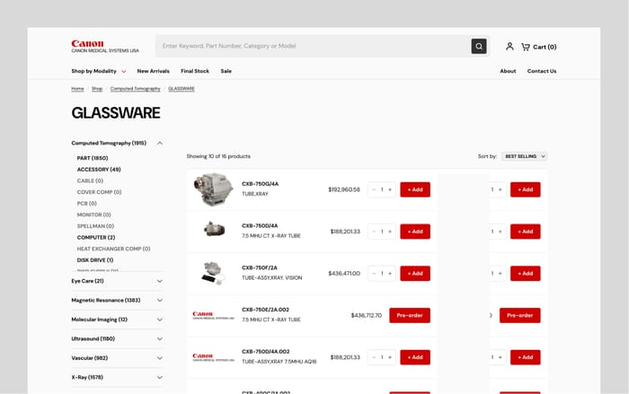 Canon Medical Systems storefront screen 6