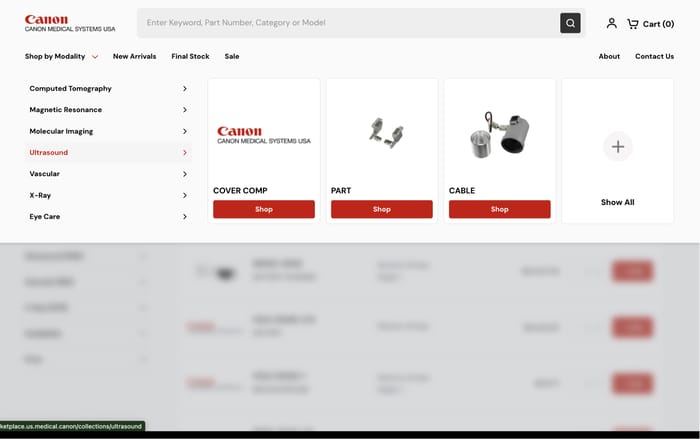 Canon Medical Systems storefront screen 8