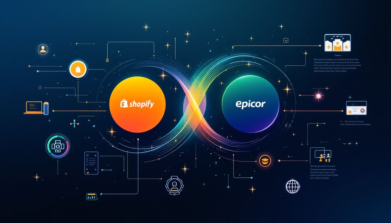 A visual representation of Shopify and Epicor integration concepts.